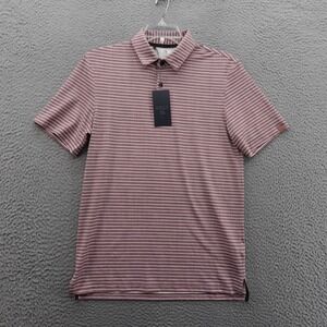 VRST Slub Stripe Mesh Polo Shirt Small Pink‎ Men Golf Wicking Stretch NWT